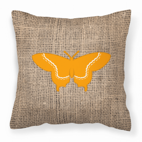 Butterfly Burlap and Orange BB1030 Fabric Decorative Pillow