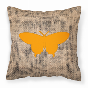 Butterfly Burlap and Orange BB1042 Fabric Decorative Pillow