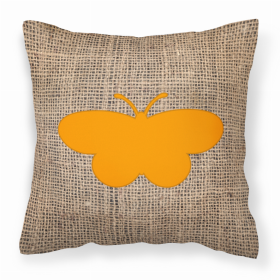 Butterfly Burlap and Orange BB1051 Fabric Decorative Pillow