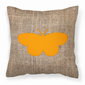 Butterfly Burlap and Orange BB1052 Fabric Decorative Pillow