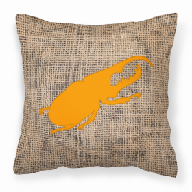 Beetle Burlap and Orange BB1056 Fabric Decorative Pillow