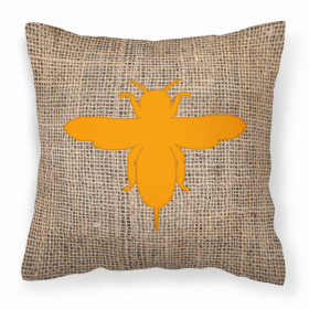 Bee Burlap and Orange BB1057 Fabric Decorative Pillow