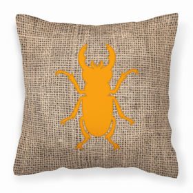 Beetle Burlap and Orange BB1063 Fabric Decorative Pillow