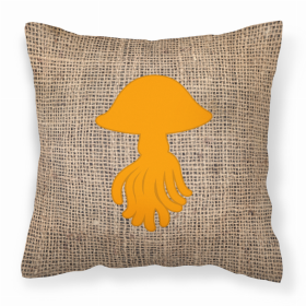 Jellyfish Burlap and Orange BB1089 Fabric Decorative Pillow