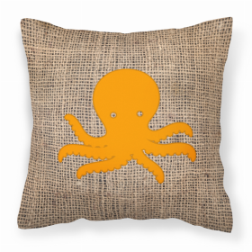 Octopus Burlap and Orange BB1090 Fabric Decorative Pillow