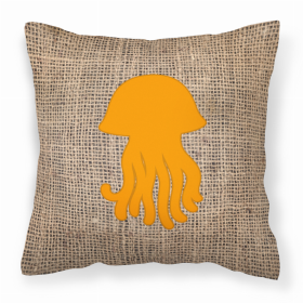 Jellyfish Burlap and Orange BB1091 Fabric Decorative Pillow