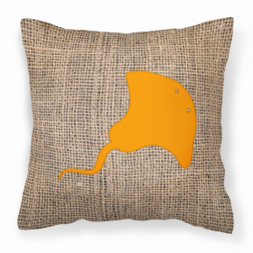 Stingray Burlap and Orange BB1095 Fabric Decorative Pillow