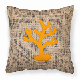 Coral Burlap and Orange BB1101 Fabric Decorative Pillow