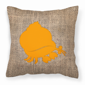 Hermit Crab Burlap and Orange BB1102 Fabric Decorative Pillow