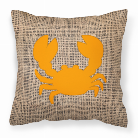 Crab Burlap and Orange BB1104 Fabric Decorative Pillow