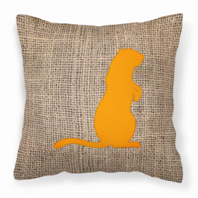 Meerkat Burlap and Orange BB1118 Fabric Decorative Pillow