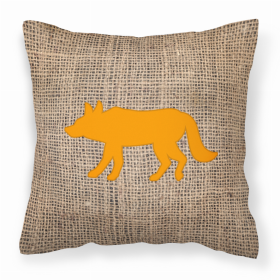 Wolf Burlap and Orange BB1123 Fabric Decorative Pillow