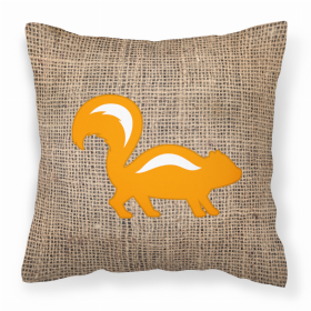 Skunk Burlap and Orange BB1125 Fabric Decorative Pillow