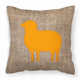 Sheep Burlap and Orange BB1126 Fabric Decorative Pillow