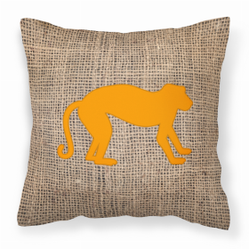 Monkey Burlap and Orange BB1128 Fabric Decorative Pillow