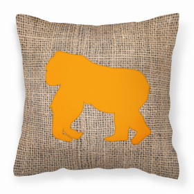 Gorilla Burlap and Orange BB1129 Fabric Decorative Pillow