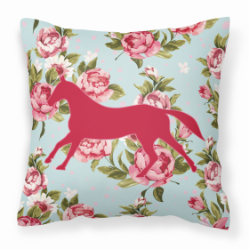 Horse Shabby Chic Blue Roses Fabric Decorative Pillow