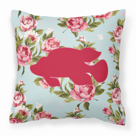 Fish - Tropical Fish Shabby Chic Blue Roses BB1013 Fabric Decorative Pillow