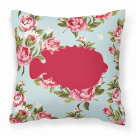 Fish - Blowfish Shabby Chic Blue Roses BB1016 Fabric Decorative Pillow