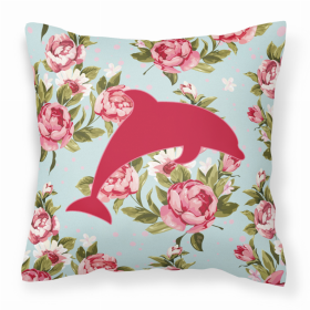 Dolphin Shabby Chic Blue Roses BB1025 Fabric Decorative Pillow