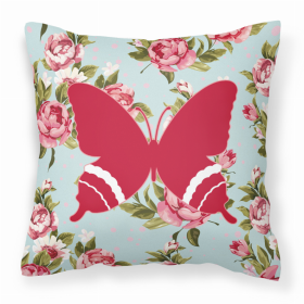 Butterfly Shabby Chic Blue Roses BB1034 Fabric Decorative Pillow