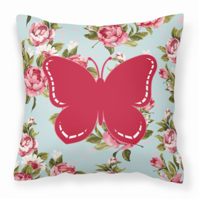 Butterfly Shabby Chic Blue Roses BB1035 Fabric Decorative Pillow