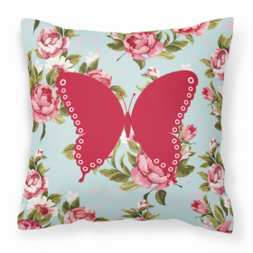 Butterfly Shabby Chic Blue Roses BB1036 Fabric Decorative Pillow