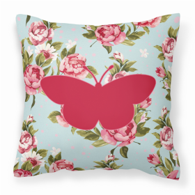 Butterfly Shabby Chic Blue Roses BB1044 Fabric Decorative Pillow