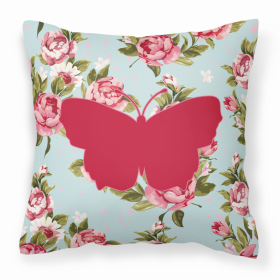 Butterfly Shabby Chic Blue Roses BB1045 Fabric Decorative Pillow