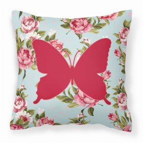 Butterfly Shabby Chic Blue Roses BB1046 Fabric Decorative Pillow