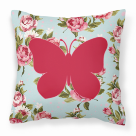 Butterfly Shabby Chic Blue Roses BB1047 Fabric Decorative Pillow