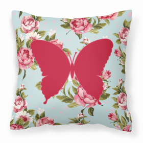 Butterfly Shabby Chic Blue Roses BB1048 Fabric Decorative Pillow