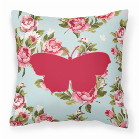 Butterfly Shabby Chic Blue Roses BB1049 Fabric Decorative Pillow