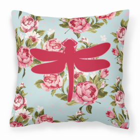 Dragonfly Shabby Chic Blue Roses BB1062 Fabric Decorative Pillow