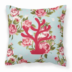 Coral Shabby Chic Blue Roses BB1101 Fabric Decorative Pillow