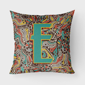 Letter E Retro Tribal Alphabet Initial Fabric Decorative Pillow