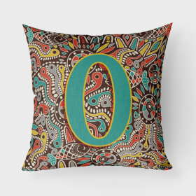 Letter O Retro Tribal Alphabet Initial Fabric Decorative Pillow