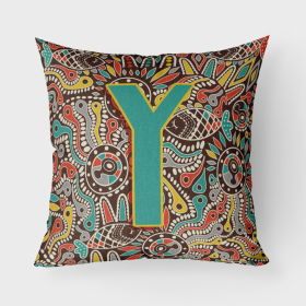 Letter Y Retro Tribal Alphabet Initial Fabric Decorative Pillow