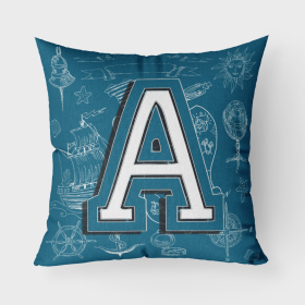 Letter A Sea Doodles Initial Alphabet Fabric Decorative Pillow