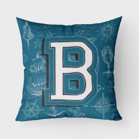 Letter B Sea Doodles Initial Alphabet Fabric Decorative Pillow