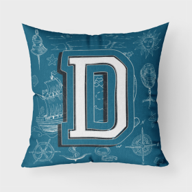 Letter D Sea Doodles Initial Alphabet Fabric Decorative Pillow