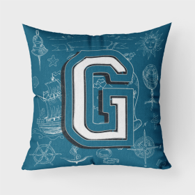 Letter G Sea Doodles Initial Alphabet Fabric Decorative Pillow