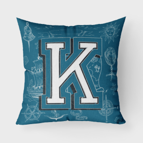 Letter K Sea Doodles Initial Alphabet Fabric Decorative Pillow