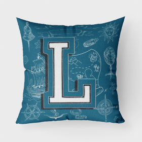 Letter L Sea Doodles Initial Alphabet Fabric Decorative Pillow