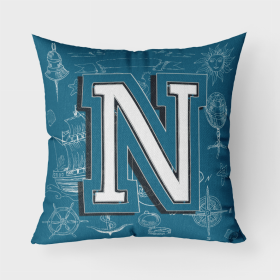 Letter N Sea Doodles Initial Alphabet Fabric Decorative Pillow