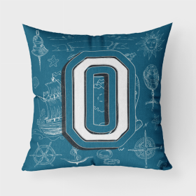 Letter O Sea Doodles Initial Alphabet Fabric Decorative Pillow