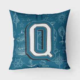 Letter Q Sea Doodles Initial Alphabet Fabric Decorative Pillow