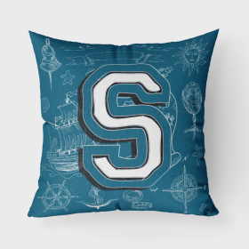 Letter S Sea Doodles Initial Alphabet Fabric Decorative Pillow