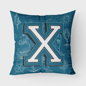 Letter X Sea Doodles Initial Alphabet Fabric Decorative Pillow