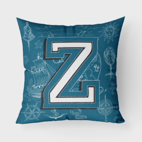 Letter Z Sea Doodles Initial Alphabet Fabric Decorative Pillow